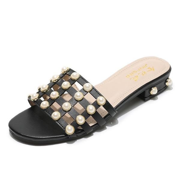 slippers 2021 women's pearl hollow breathable comfortable flat summer shoes woman pu leather fashion ladies sildes flip flops, Black
slippers 2021 women's pearl hollow breathable comfortable flat summer shoes woman pu leather fashion ladies sildes flip flops, Black