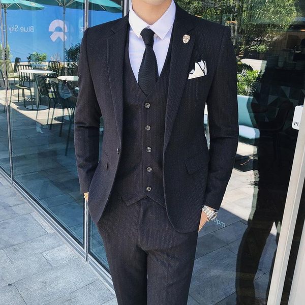 men's suits & blazers spot autumn and winter suits, three-piece slim-fit virtual striped suit, White;black
men's suits & blazers spot autumn and winter suits, three-piece slim-fit virtual striped suit, White;black
