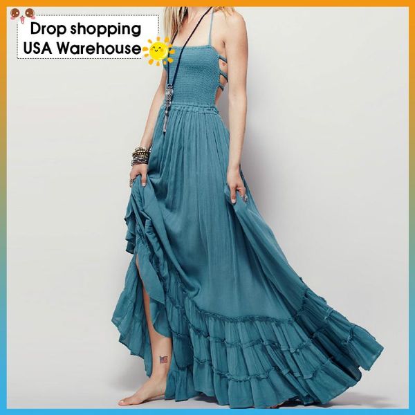 casual dresses women's backless bohemian beach dress cotton suspender style women summer long high split for holiday, Black;gray
casual dresses women's backless bohemian beach dress cotton suspender style women summer long high split for holiday, Black;gray