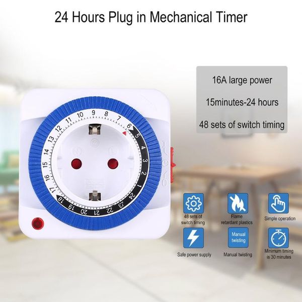timers 24 hours timer plug in mechanical grounded programmable switch smart countdown socket indoor auto power off 250v
timers 24 hours timer plug in mechanical grounded programmable switch smart countdown socket indoor auto power off 250v