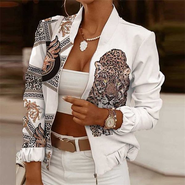 women's vintage print short jacket coat casual stand collar zipper slim thin jackets autumn fashion elegant lady outerwear 211014, Black;brown
women's vintage print short jacket coat casual stand collar zipper slim thin jackets autumn fashion elegant lady outerwear 211014, Black;brown
