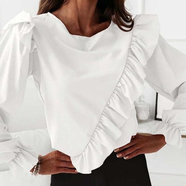 women's blouses & shirts women shirt long sleeve solid color straight type design comfy blouse stylish lady autumn winter, White
women's blouses & shirts women shirt long sleeve solid color straight type design comfy blouse stylish lady autumn winter, White