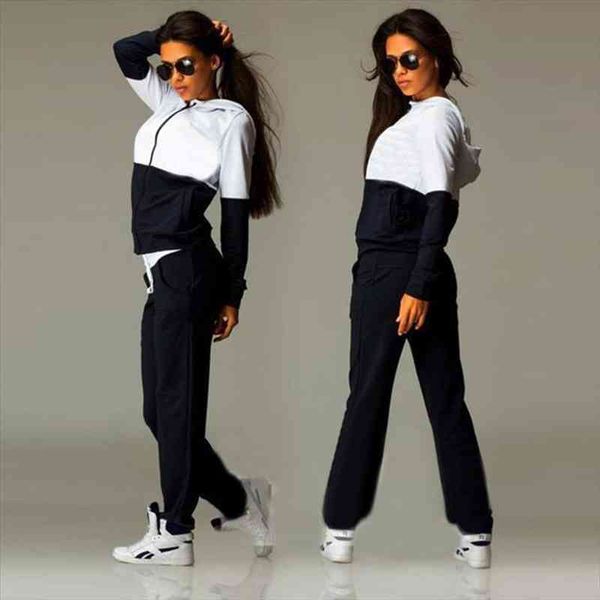 girls casual thin tracksuit womenpant spring fashion sportswear set loose two piece splice zippered hoodie, White
girls casual thin tracksuit womenpant spring fashion sportswear set loose two piece splice zippered hoodie, White