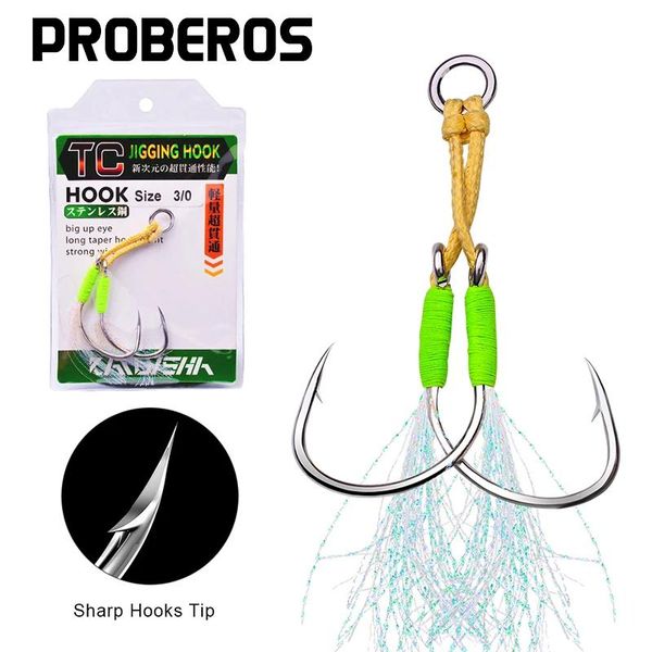 fishing hooks proberos 1 pack jig 1/0-2/0-3/0-4/0-5/0# high carbon steel fishhooks double twin glow feather jiging
fishing hooks proberos 1 pack jig 1/0-2/0-3/0-4/0-5/0# high carbon steel fishhooks double twin glow feather jiging