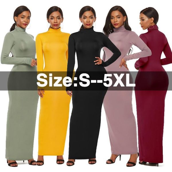 casual dresses spring summer women solid slim package hip maxi dress long sleeve turtleneck stretchy s-5xl, Black;gray
casual dresses spring summer women solid slim package hip maxi dress long sleeve turtleneck stretchy s-5xl, Black;gray
