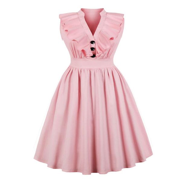 casual dresses plus size vintage for party women big swing button front v neck ruffle trim pink blue elegant 50s pleated midi dress, Black;gray
casual dresses plus size vintage for party women big swing button front v neck ruffle trim pink blue elegant 50s pleated midi dress, Black;gray