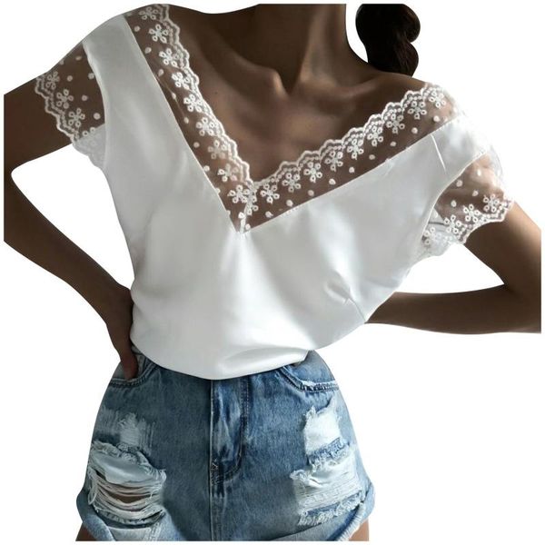 women's t-shirt t-shirts casual fashion splicing solid color hollow lace v-neck summer woman 2021 manga corta, White
women's t-shirt t-shirts casual fashion splicing solid color hollow lace v-neck summer woman 2021 manga corta, White