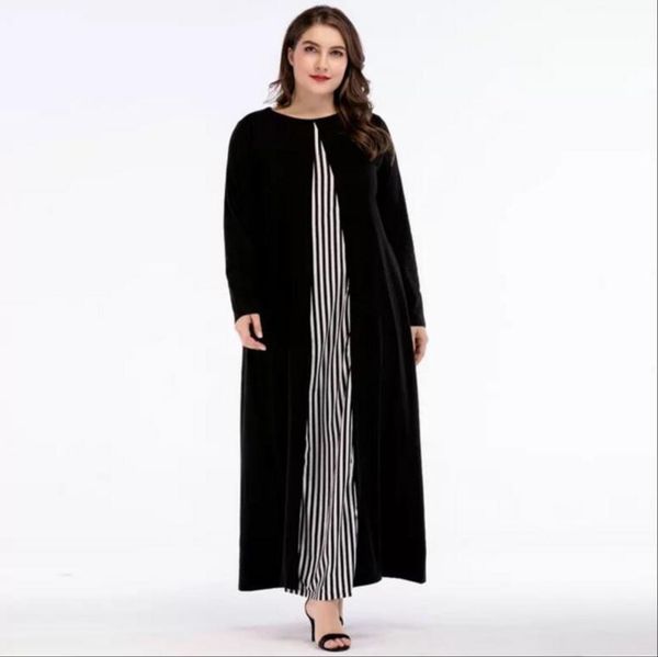 casual dresses muslim abaya striped full dress knitted plus size loose long robe gowns kimono ramadan arab middle east islamic clothing rq70, Black;gray
casual dresses muslim abaya striped full dress knitted plus size loose long robe gowns kimono ramadan arab middle east islamic clothing rq70, Black;gray