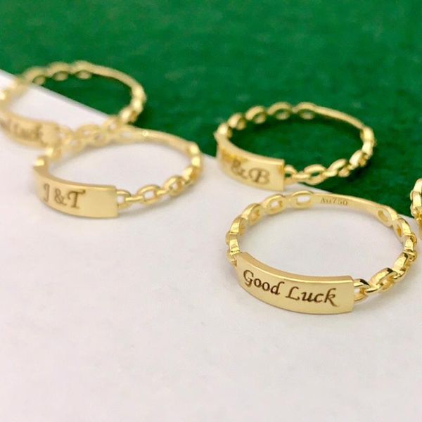 cluster rings 18k solid yellow gold jewelry(au750) ins designer chain ring minimalist style stacked with square plate can beengraved, Golden;silver
cluster rings 18k solid yellow gold jewelry(au750) ins designer chain ring minimalist style stacked with square plate can beengraved, Golden;silver