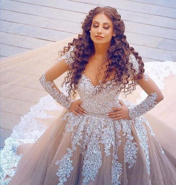 other wedding dresses arabic champagne dress lace appliqued beaded sheer jewel neck long sleeve bridal gown vestido de novia mariage, White
other wedding dresses arabic champagne dress lace appliqued beaded sheer jewel neck long sleeve bridal gown vestido de novia mariage, White