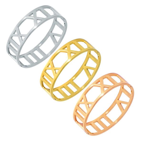 bangle roman numerals hollow out fashion charm luxury gold color bracelet for women bridal girls friends couple stainless steel jewelry, Black
bangle roman numerals hollow out fashion charm luxury gold color bracelet for women bridal girls friends couple stainless steel jewelry, Black