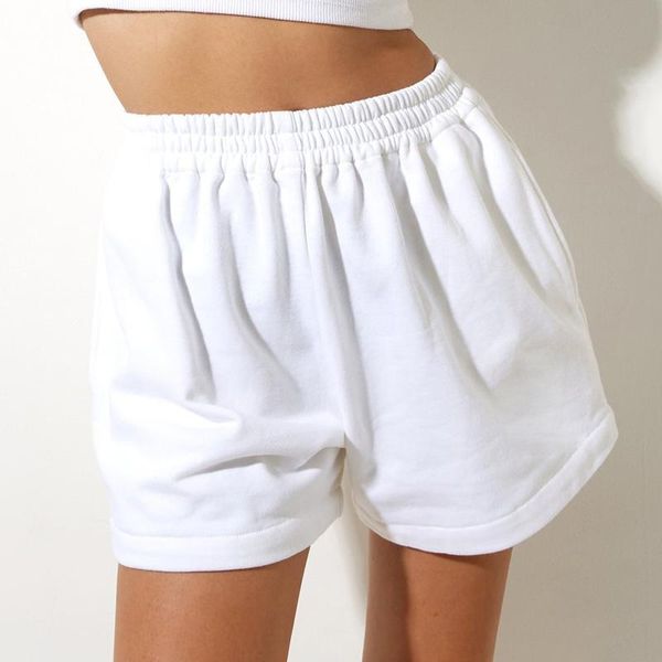 women's shorts solid color summer loose leg elastic high waist women ladies daily fitness sportswear sweatshorts with pockets, White;black 
women's shorts solid color summer loose leg elastic high waist women ladies daily fitness sportswear sweatshorts with pockets, White;black