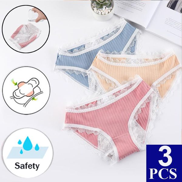 women's panties 3pcs cotton menstrual physiological pants lace underwear women period waterproof briefs culotte menstruelle, Black;pink
women's panties 3pcs cotton menstrual physiological pants lace underwear women period waterproof briefs culotte menstruelle, Black;pink