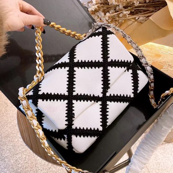 early spring 19 series leather womens bag wool crocheted checkered shoulder bag luxurys designers bags handbag ing
early spring 19 series leather womens bag wool crocheted checkered shoulder bag luxurys designers bags handbag ing