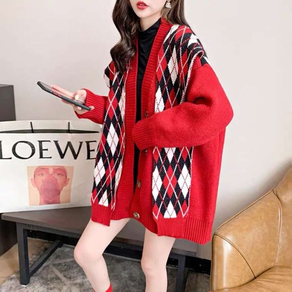 korean fake two pieces of rhombic knitted cardigan women's coat loose in autumn and winter, White;black
korean fake two pieces of rhombic knitted cardigan women's coat loose in autumn and winter, White;black
