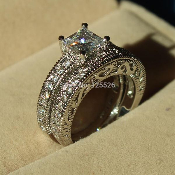 wedding rings wholesale luxury jewelry 10kt white gold filled princess clear cz simulated stones bridal couple ring size 5-11, Slivery;golden
wedding rings wholesale luxury jewelry 10kt white gold filled princess clear cz simulated stones bridal couple ring size 5-11, Slivery;golden