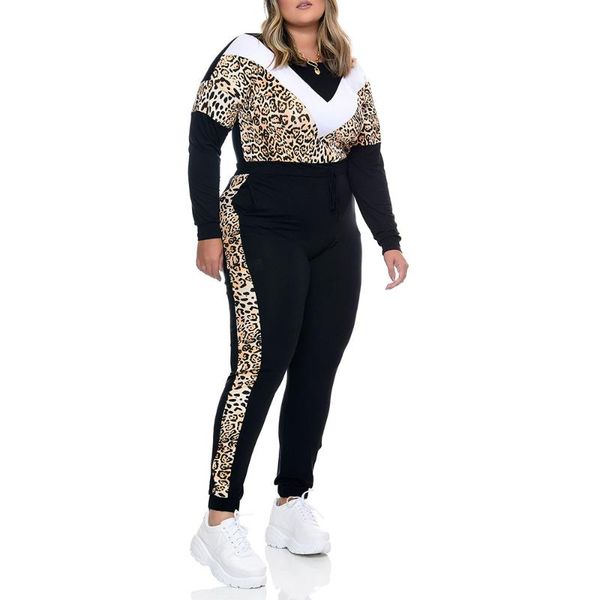 plus size tracksuits women leopard print tracksuit spliced pullover colorblock round neck spring autumn long sleeve classic high waist lady, Black
plus size tracksuits women leopard print tracksuit spliced pullover colorblock round neck spring autumn long sleeve classic high waist lady, Black
