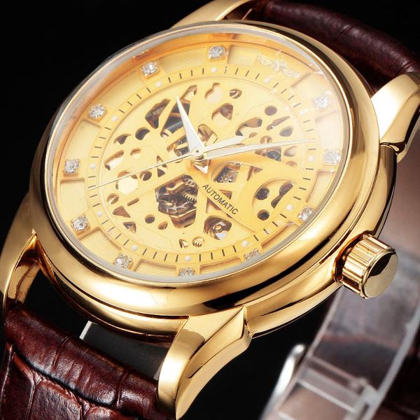 wristwatches winner watch royal diamond design gold clock montre homme mens watches male skeleton mechanical wristwatch, Slivery;brown
wristwatches winner watch royal diamond design gold clock montre homme mens watches male skeleton mechanical wristwatch, Slivery;brown