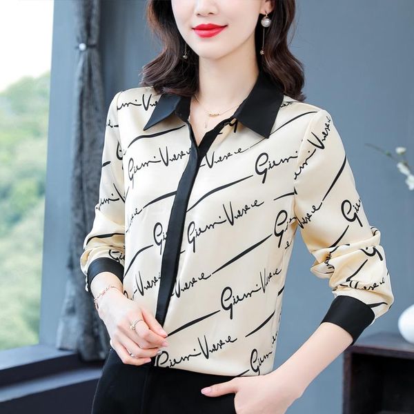 women's blouses & shirts women satin printed shirt silk long sleeve plus size clothing, White
women's blouses & shirts women satin printed shirt silk long sleeve plus size clothing, White