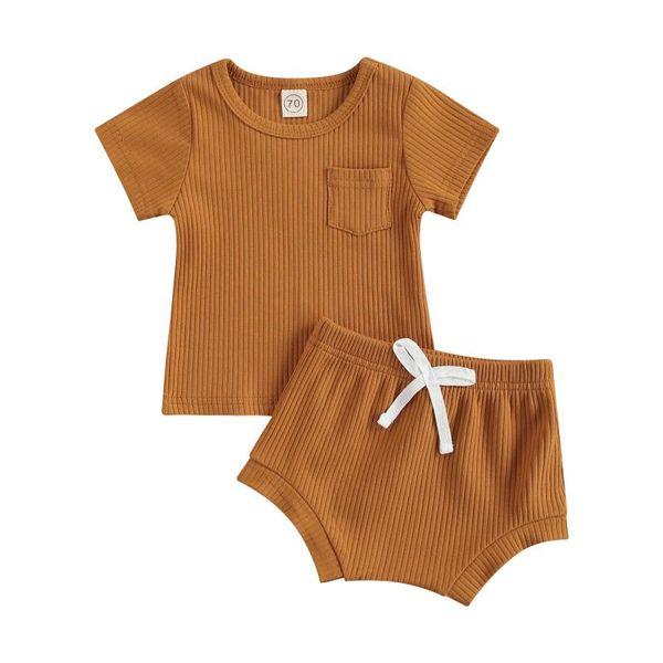 clothing sets 2pcs born baby girls boys solid ribbed outfit short sleeve o neck pocket shorts infant toddler summer set, White
clothing sets 2pcs born baby girls boys solid ribbed outfit short sleeve o neck pocket shorts infant toddler summer set, White