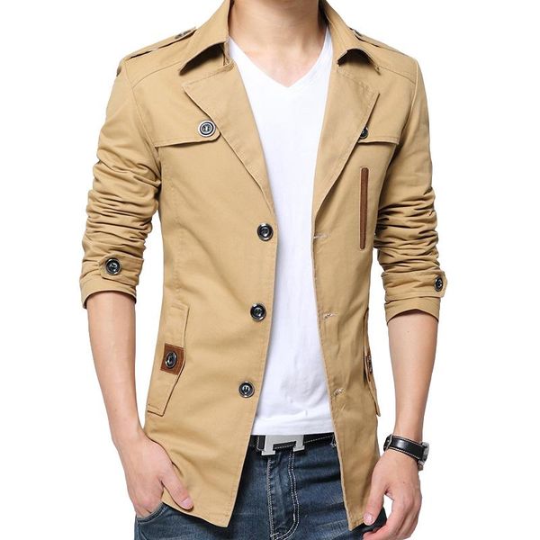 men's trench coats autumn windbreaker jacket long fashion classic khaki urban casual korean version of the lapel, Tan;black
men's trench coats autumn windbreaker jacket long fashion classic khaki urban casual korean version of the lapel, Tan;black