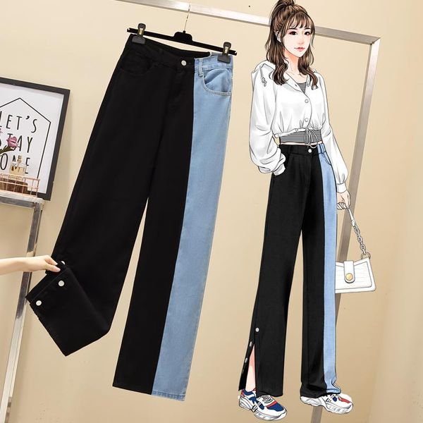 plus size 4xl fashion women jeans for women loose high waist straight jean casual denim wide leg pants 2021 trousers wj239, Blue
plus size 4xl fashion women jeans for women loose high waist straight jean casual denim wide leg pants 2021 trousers wj239, Blue