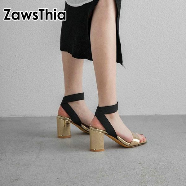 zawsthia 2021 summer gold silver patent pu block high heels woman pumps elastic bandage back cross strap open toe woman sandals, Black
zawsthia 2021 summer gold silver patent pu block high heels woman pumps elastic bandage back cross strap open toe woman sandals, Black