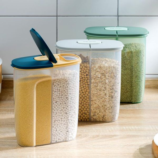 storage bottles & jars 2.5l food-grade sealed jar grain box transparent grid kitchen dried bean bottle