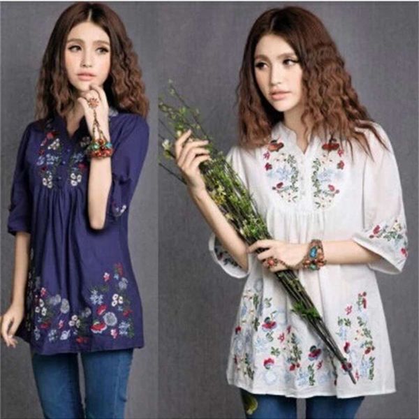 cotton clothing large size clothing spring thorn embroidered shirt shirt broken flower top, White;black
cotton clothing large size clothing spring thorn embroidered shirt shirt broken flower top, White;black
