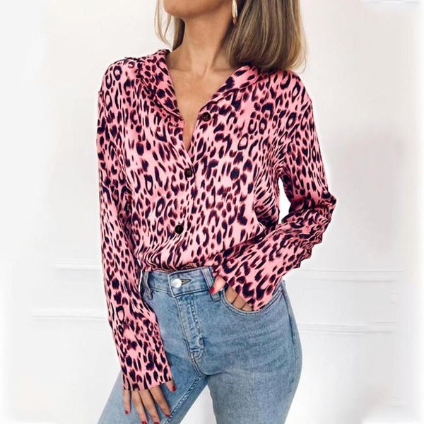 women autumn fashion v neck leopard print button long sleeve loose shirt blouse, White
women autumn fashion v neck leopard print button long sleeve loose shirt blouse, White