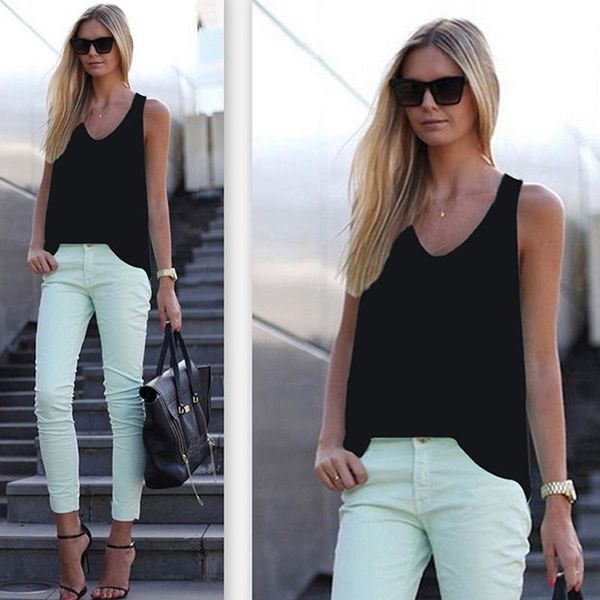 womens clothing new womens solid color regular sleeveless v neck slim summer chiffon blouse blusas mujer de moda 2021, White
womens clothing new womens solid color regular sleeveless v neck slim summer chiffon blouse blusas mujer de moda 2021, White