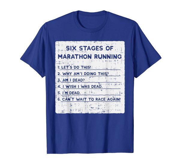 six stages of marathon running funny marathoner runner gift t-shirt, White;black
six stages of marathon running funny marathoner runner gift t-shirt, White;black