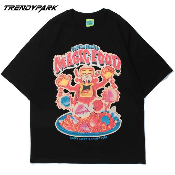 men's t-shirt funny magic food printed summer short sleeve hip hop oversized cotton casual harajuku streetwear tee tshirts 210601, White;black
men's t-shirt funny magic food printed summer short sleeve hip hop oversized cotton casual harajuku streetwear tee tshirts 210601, White;black