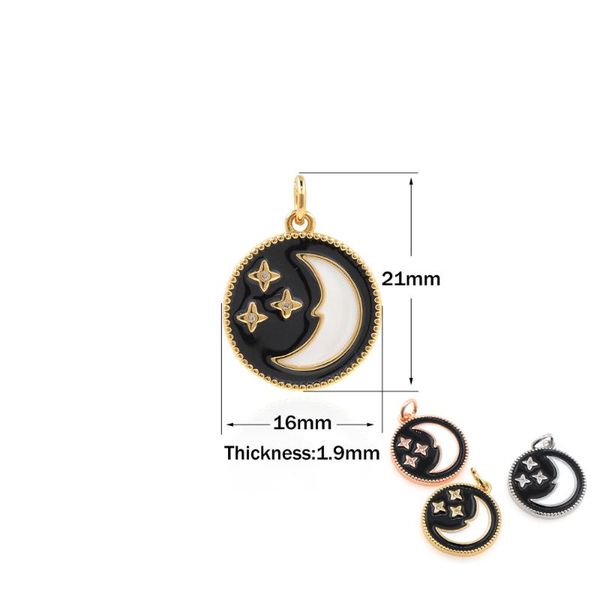 charms star moon necklace jewelry black oil enamel round pendant accessories lady birthday gift diy making, Bronze;silver
charms star moon necklace jewelry black oil enamel round pendant accessories lady birthday gift diy making, Bronze;silver