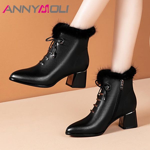 boots annymoli real leather thick heels ankle women shoes pointed toe zip cross tied high heel short female winter black
boots annymoli real leather thick heels ankle women shoes pointed toe zip cross tied high heel short female winter black