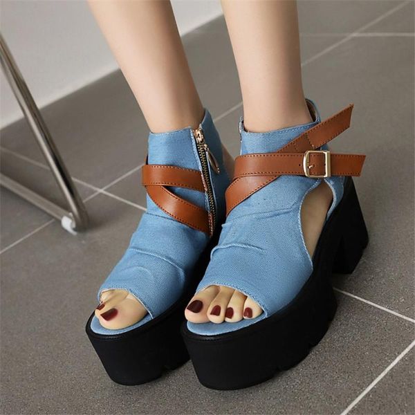 sandals pxelena cool street thick sole platform denim women belt cross tied hollow out chunky high heels gothic punk 43, Black
sandals pxelena cool street thick sole platform denim women belt cross tied hollow out chunky high heels gothic punk 43, Black