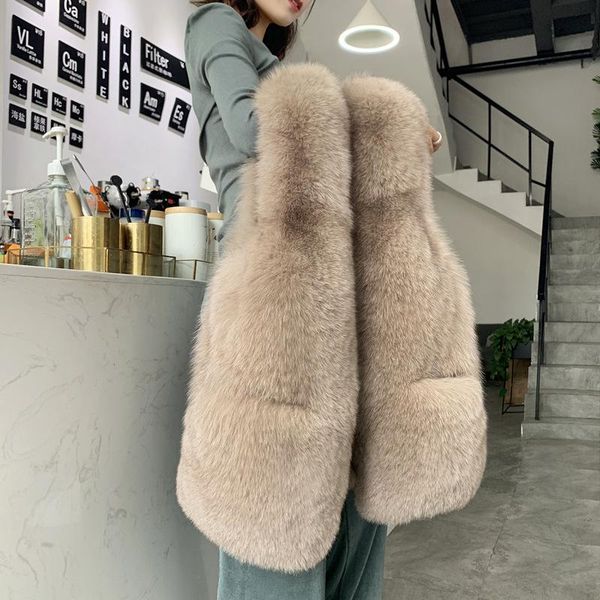 women's fur & faux gamporl 2021 winter jacket fashion natural solid color mid-length overcoat female vest, Black
women's fur & faux gamporl 2021 winter jacket fashion natural solid color mid-length overcoat female vest, Black