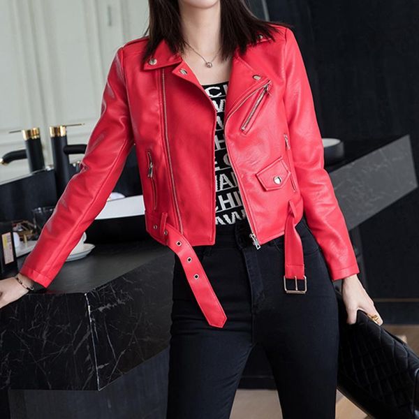 women's leather & faux womens korean casual moto biker jackets sashes short pu england female punk elegant outerwear, Black
women's leather & faux womens korean casual moto biker jackets sashes short pu england female punk elegant outerwear, Black
