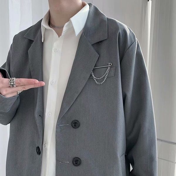 men's suits & blazers spring summer solid color for korean fashion loose business casual social mal dress spar, White;black
men's suits & blazers spring summer solid color for korean fashion loose business casual social mal dress spar, White;black