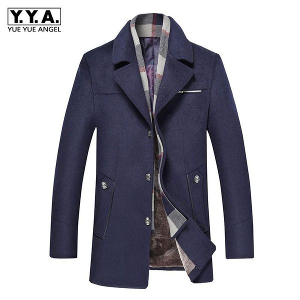 men's wool & blends smart casual autumn winter medium length scarf collar mens woolen coats long sleeve single breasted fleece lining t, Black
men's wool & blends smart casual autumn winter medium length scarf collar mens woolen coats long sleeve single breasted fleece lining t, Black