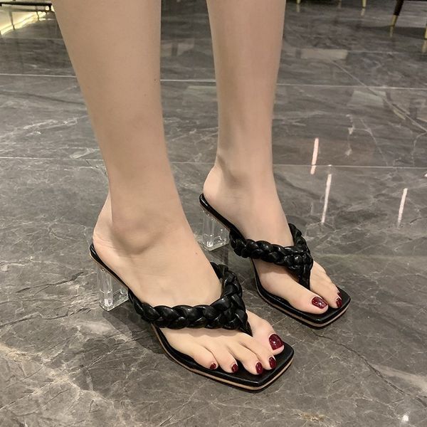 transparent crystal with flip-flops square toe... ladies... high-heeled shoes... straw green 3qx3, Black
transparent crystal with flip-flops square toe... ladies... high-heeled shoes... straw green 3qx3, Black