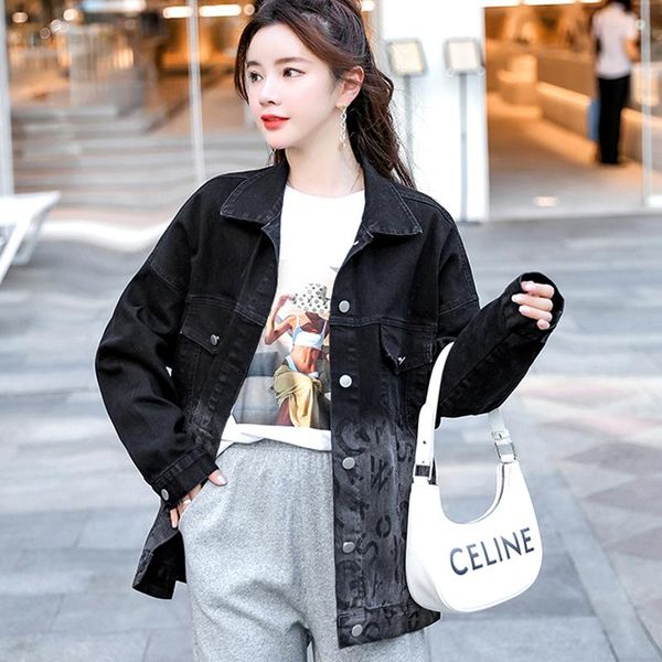 women's jackets zoki autumn gradient denim jacket women loose all match female causal coat letter korean long sleeves outwear fashion 2, Black;brown
women's jackets zoki autumn gradient denim jacket women loose all match female causal coat letter korean long sleeves outwear fashion 2, Black;brown