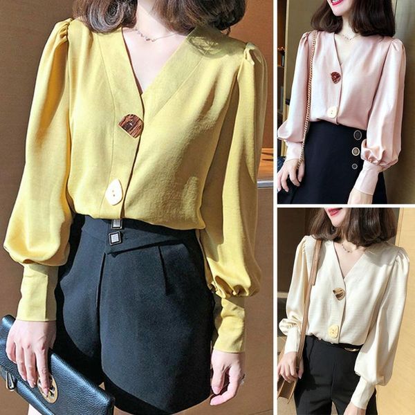 women's blouses & shirts women v neck cotton blouse lantern short sleeve button business wear casual, White
women's blouses & shirts women v neck cotton blouse lantern short sleeve button business wear casual, White