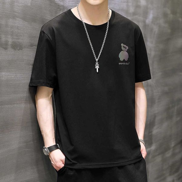 w0081 couple bear print, round collar, tiktok, casual short sleeved t-shirt, male shirt., White;black
w0081 couple bear print, round collar, tiktok, casual short sleeved t-shirt, male shirt., White;black