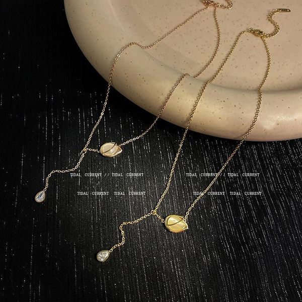 pendant necklaces 14k real gold plating titanium steel clavicle chain opal stone tulip necklace for women temperament trendy gift jewelry, Silver
pendant necklaces 14k real gold plating titanium steel clavicle chain opal stone tulip necklace for women temperament trendy gift jewelry, Silver