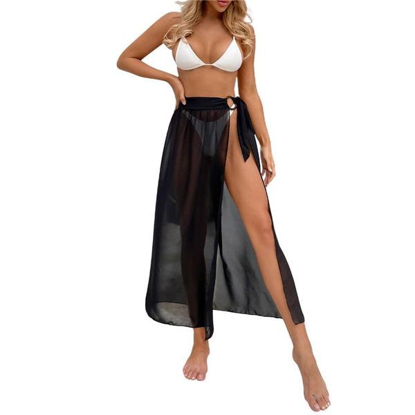women chiffon overskirt summer ladies breathable solid color holiday vacation beach bikini lace-up cover up dress clothes, White;black
women chiffon overskirt summer ladies breathable solid color holiday vacation beach bikini lace-up cover up dress clothes, White;black