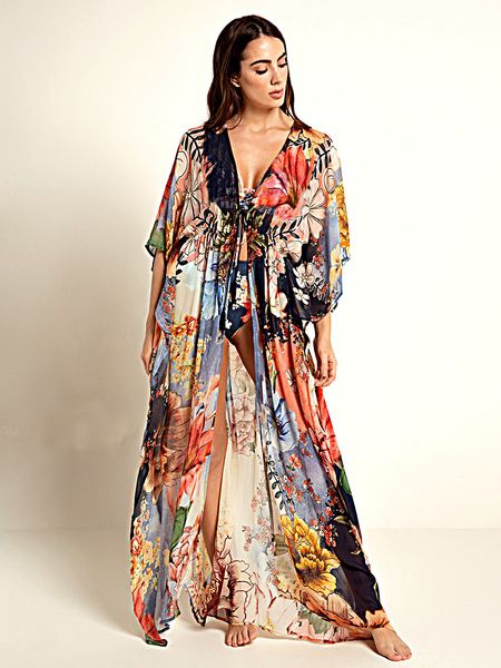 2021 new floral print chiffon bikini cover up women blouse vintage beach side split long summer vestidos robe kaftan ui38, Black;gray
2021 new floral print chiffon bikini cover up women blouse vintage beach side split long summer vestidos robe kaftan ui38, Black;gray