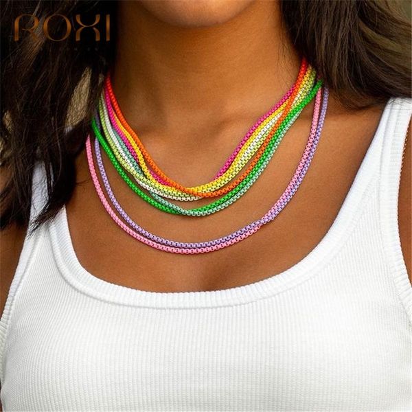 chains roxi copper simple summer color enamel necklace for women men clavicle box chain jewelry fine daily collares, Silver
chains roxi copper simple summer color enamel necklace for women men clavicle box chain jewelry fine daily collares, Silver