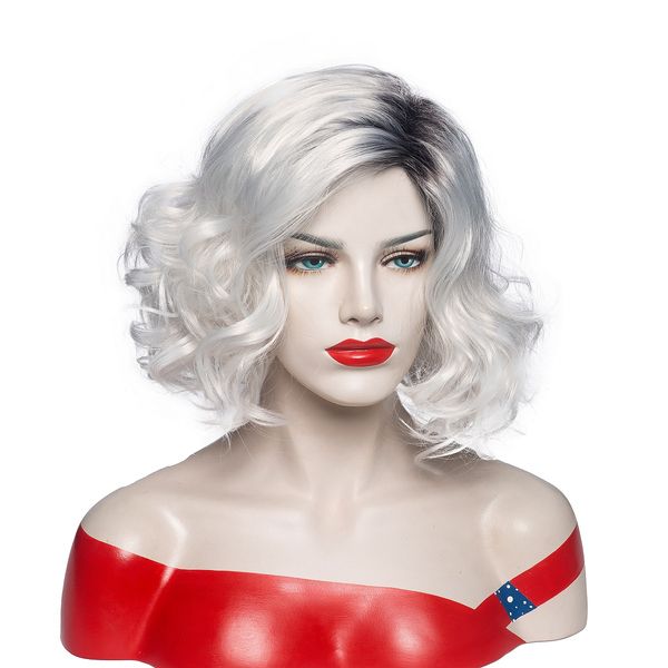short curly wig for ladies ombre grey wigs womens wigs full wigs heat resistant synthetic wavy mommy daily wear wig, Black
short curly wig for ladies ombre grey wigs womens wigs full wigs heat resistant synthetic wavy mommy daily wear wig, Black
