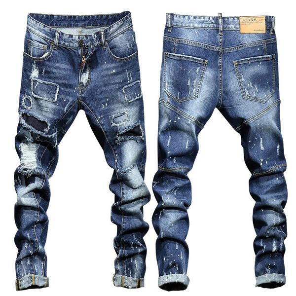 new street male fashion jeans thin-fitting denim with high-elastic brim pants patched hole zsp8, Blue
new street male fashion jeans thin-fitting denim with high-elastic brim pants patched hole zsp8, Blue